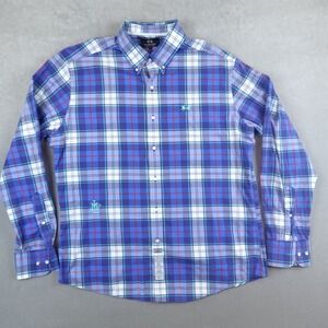 LA MARTINA Shirt Argentina Size Large Embroidered Logo Pima Long Sleeve Plaid